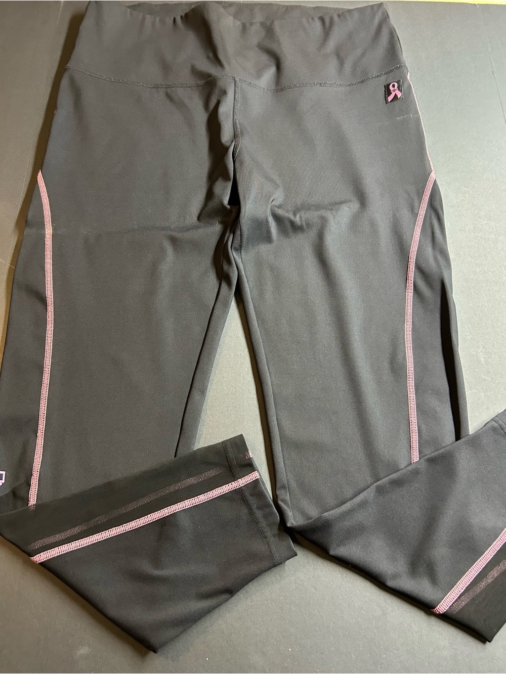 Harley Davidson Women's Black Leggings with Pink Contrast‎ Piping-Support Cancer